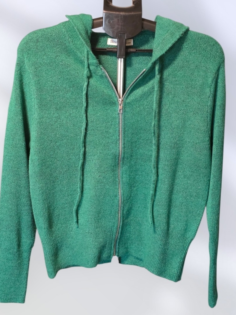 Zenana Outfitters Green Zip-Up Hooded Sweater